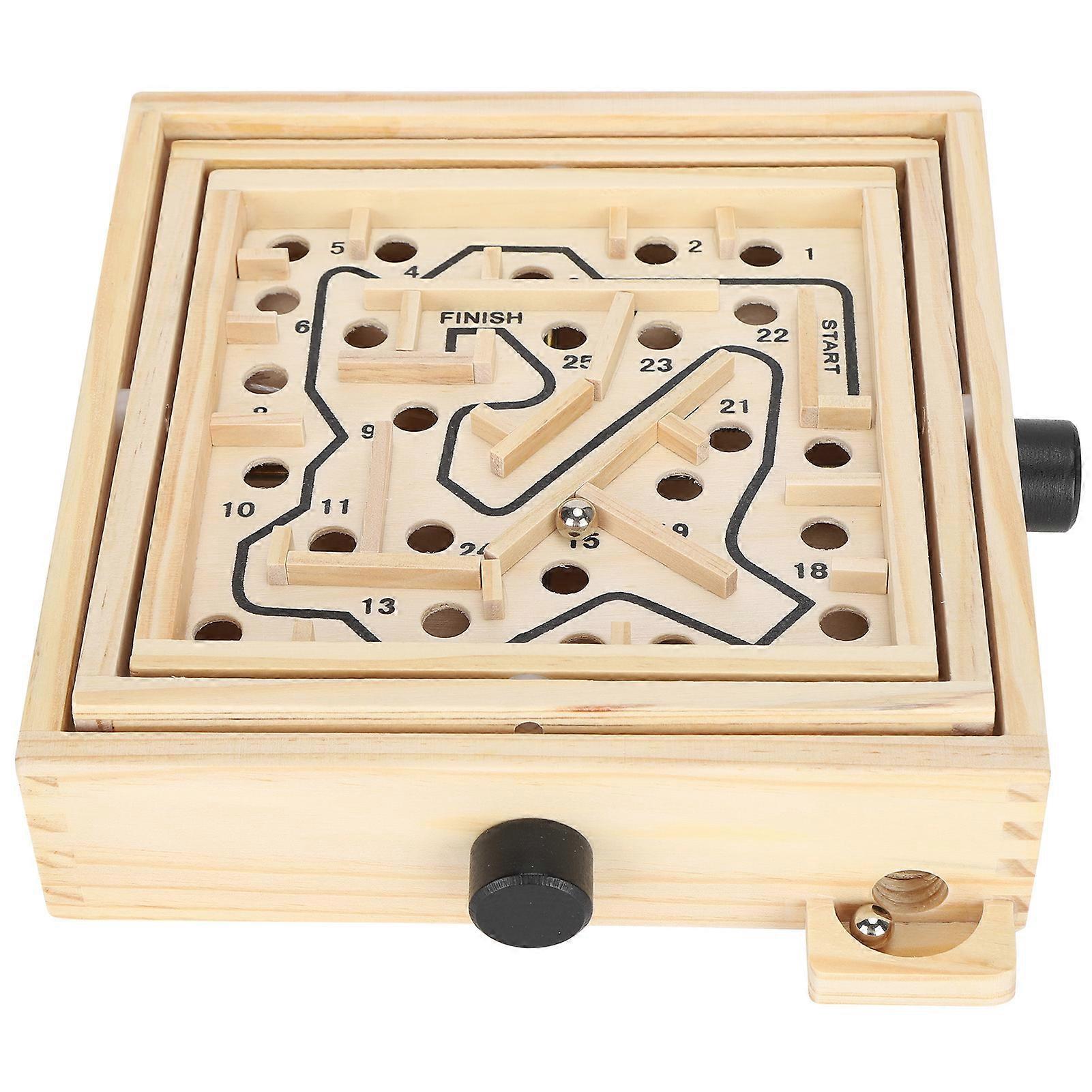 Wooden Maze Game Labyrinth Puzzle Educational Toy with Blue Box