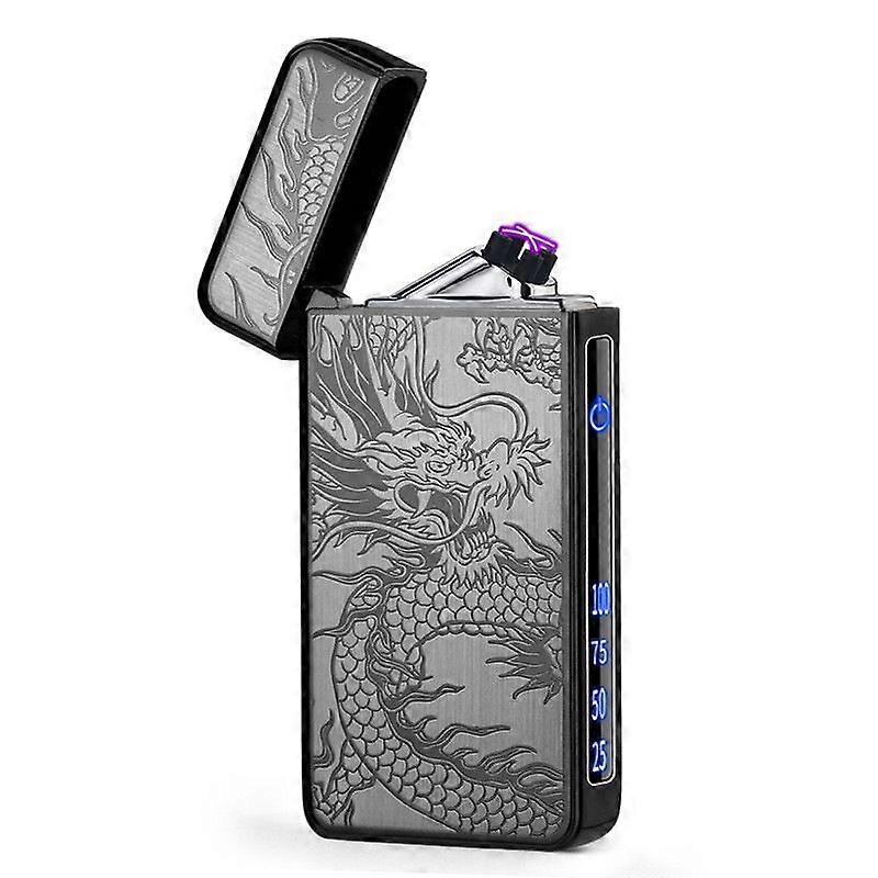 Double Arc Plasma Lighter Type C Rechargeable Electronic Windproof Flameless Candle Lighter Golden Dragon Cross-Border