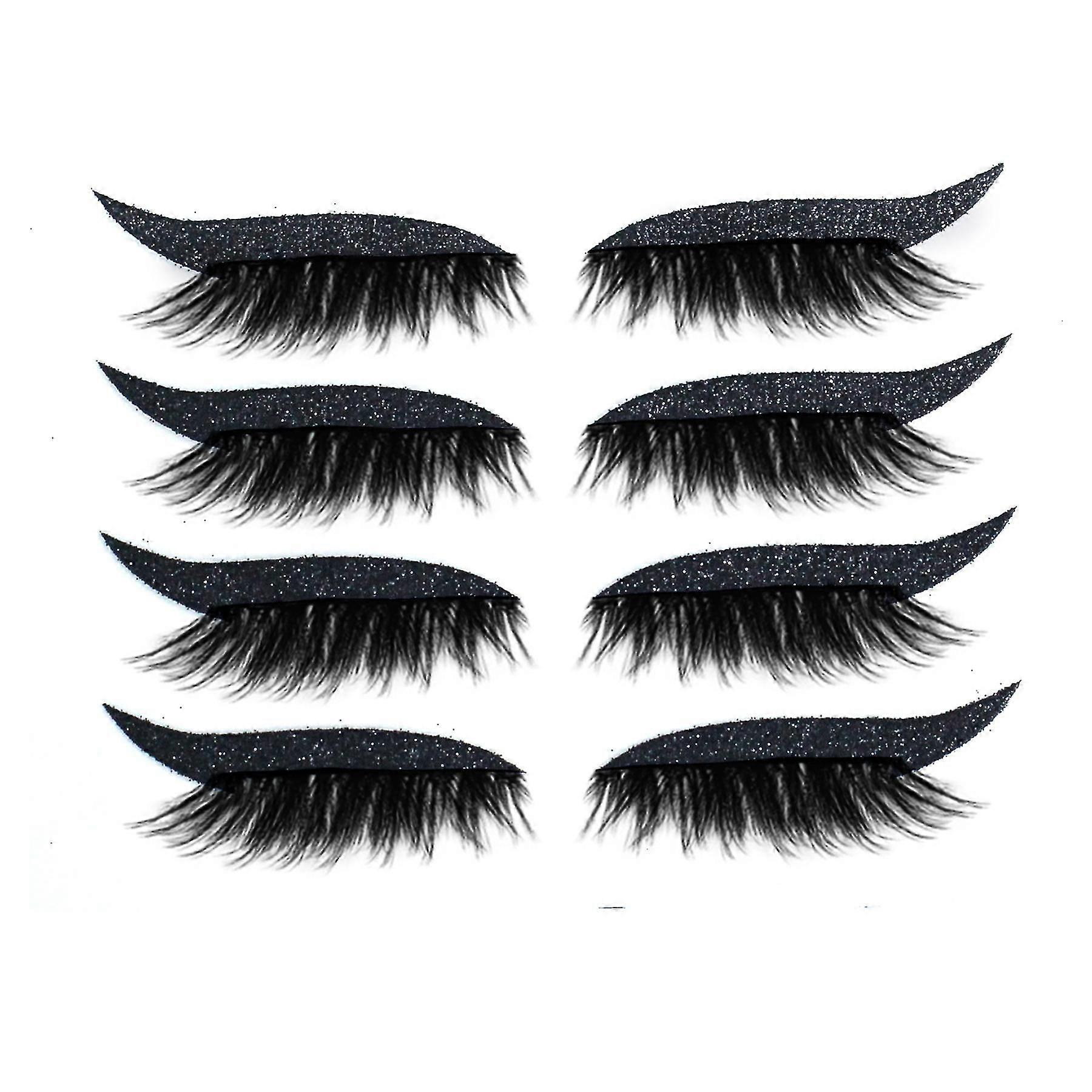 PXCL 4 Pair Reusable Eyelash Stickers Glitte Eyeliner Invisible Tape Self Adhesive Makeup Tool,black