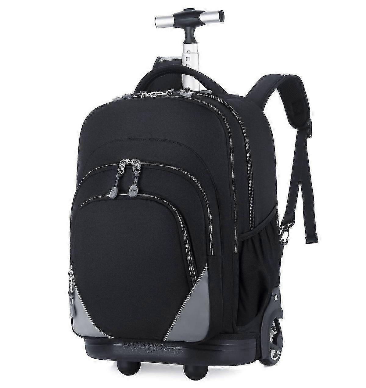 Kids Multi Layer School Bag Large Capacity Rolling Backpack Lightening Black Wheeled Backpack