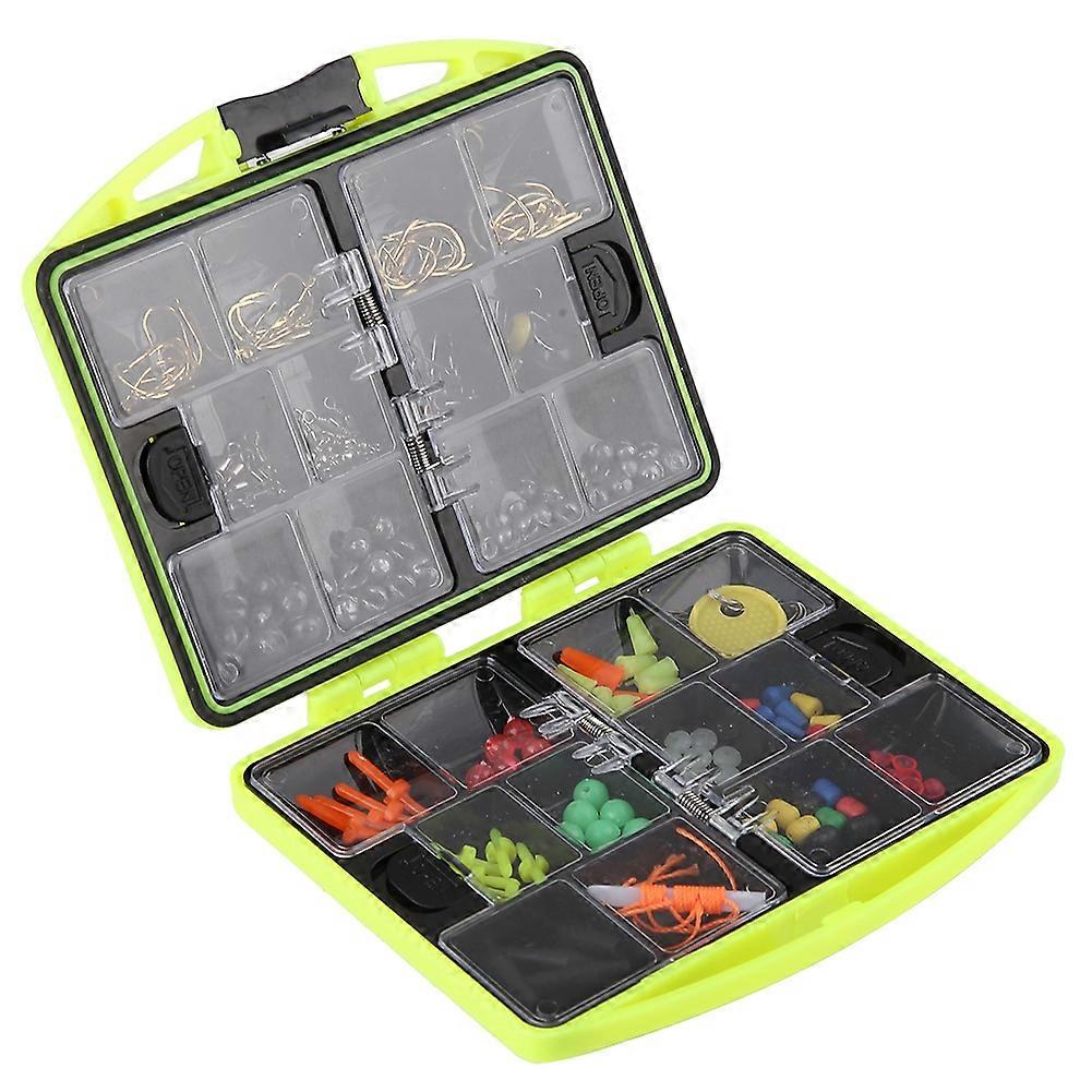 Rock Fishing Tackle Kit Box Swivels Hooks Sleeves Soft Beads Tubes Clips Set Accessory