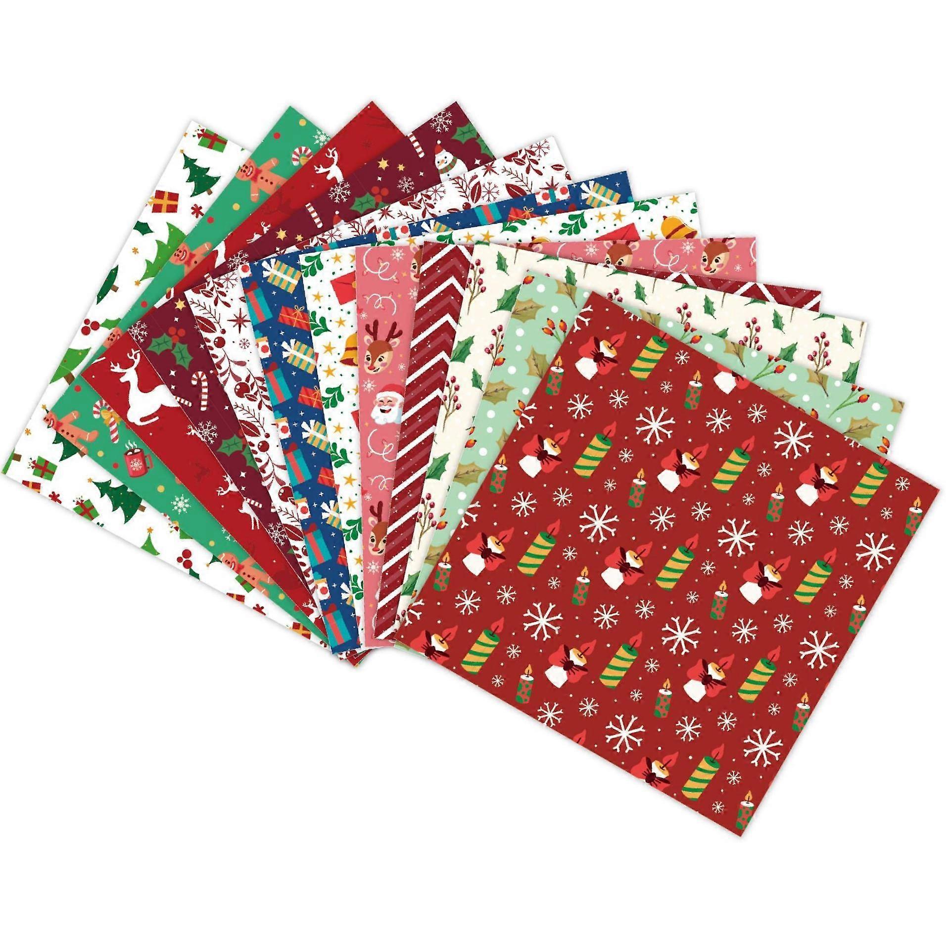 12x Christmas Wrapping Paper Single Sided Pattern Paper for Festive Wedding