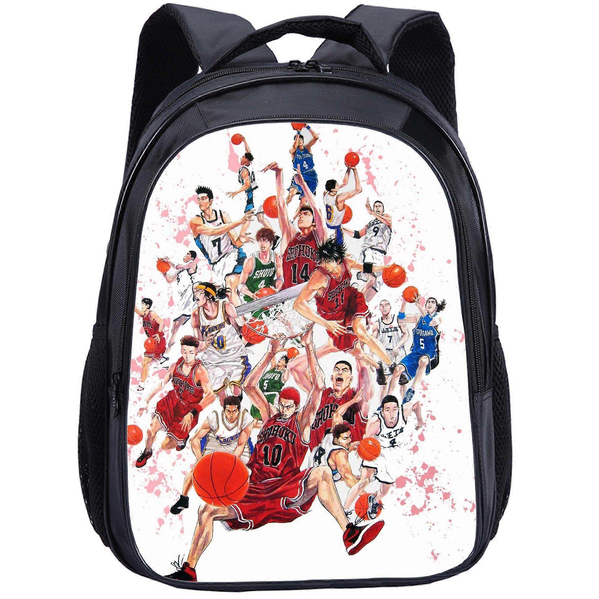ティーンエイジャーの男の子の女の子のためのスラムダンクプリントバックパックキャンバス学生のランドセル