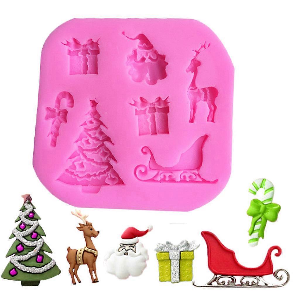 DIY Silicone Mold Christmas Tree, Santa Claus, and Deer Mould for Baking Fondant Cupcakes, Durable and Flexible 3D Design