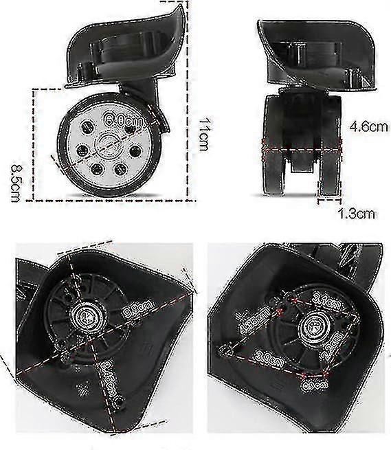4個のスーツケースホイール、ユニバーサルスーツケース用の交換用スピナーホイール、スイベルスーツケースホイール交換用アクセサリー、通常のトラベルケース用、トロリーS