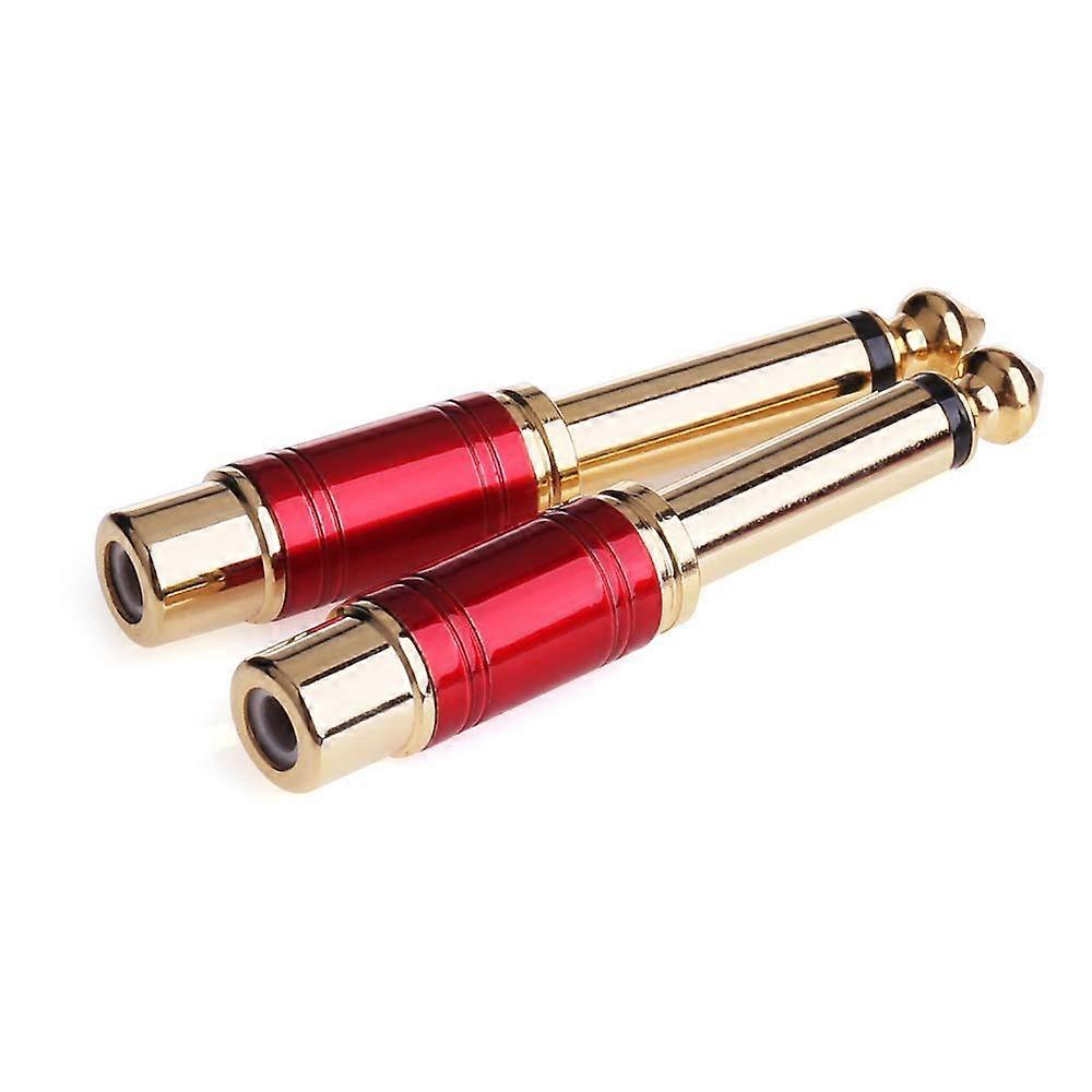 6.35mm male mono to female audio conversion plug (red 2 Pack)
