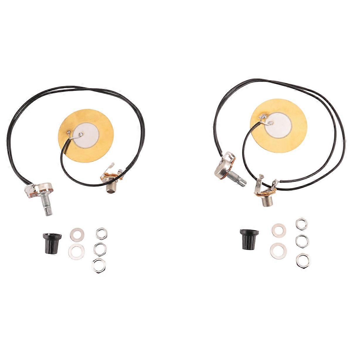 2Pcs 50MM Guitar Pickup Piezo Transducer Prewired Amplifier