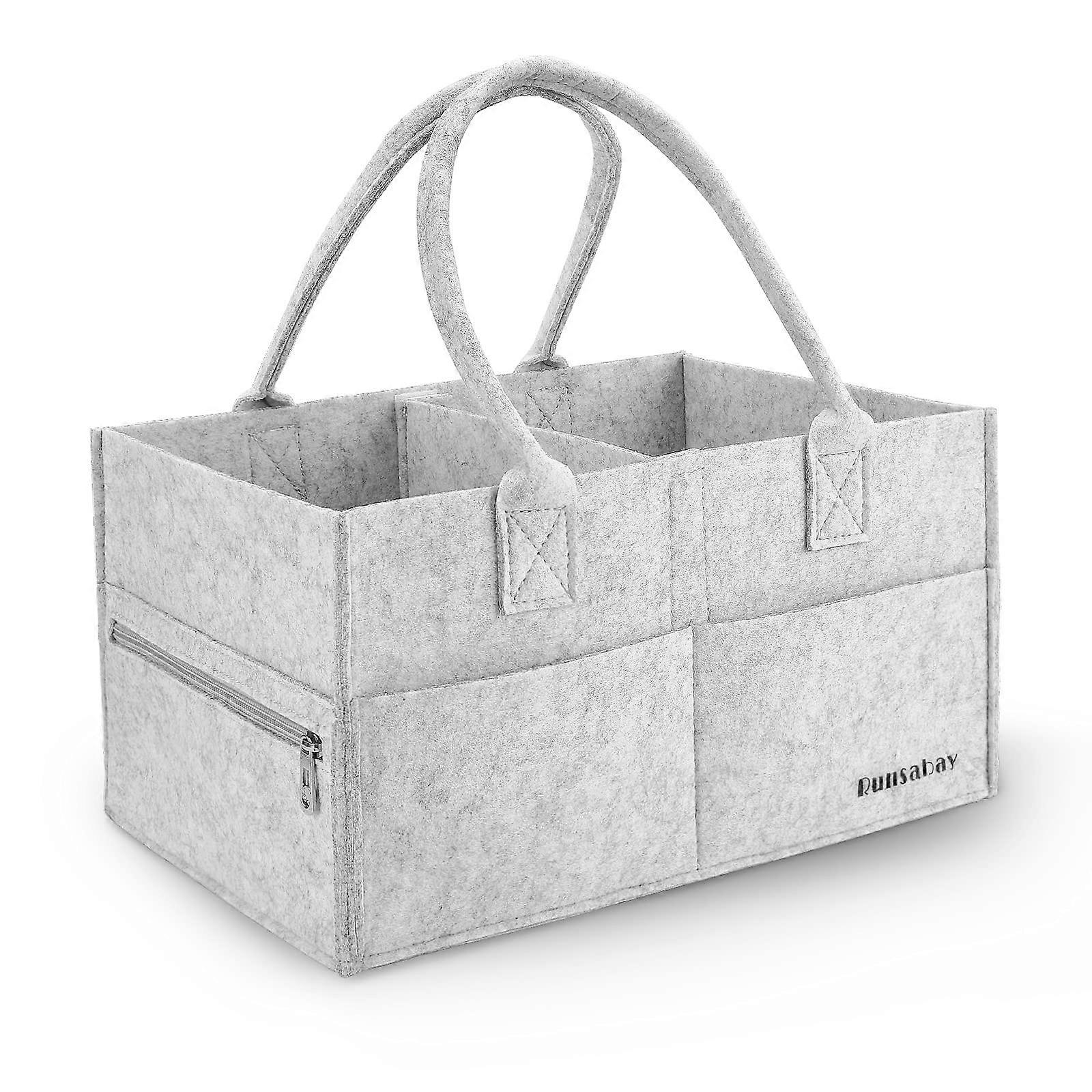 Baby Diaper Caddy Organizer for Changing Table and Car, Portable Size, Durable Fabric, Grey Color, Easy Access Compartments