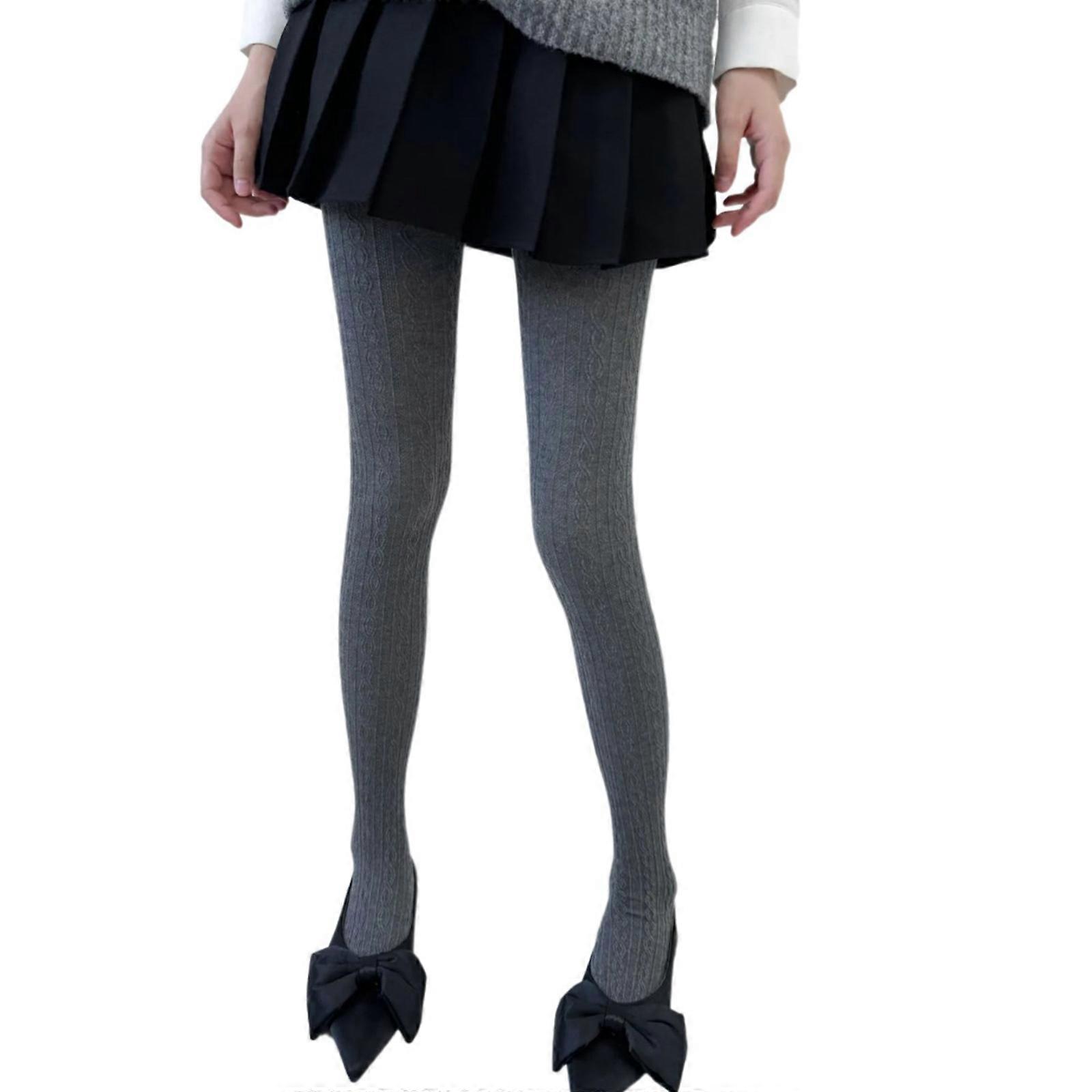 Women Winter Fall Elegant Twist Striped Patterned Jacquard Tights Opaque Stockings Pantyhose Hosiery Slimming Leggings  soot