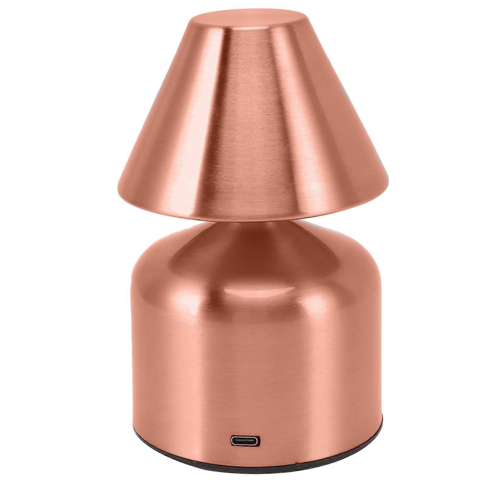 3W Stepless Dimming Touch Table Desktop Lamp 1800mAh Cordless 3 Color Rechargeable Bedside Desk Light for Bar Rose Gold 