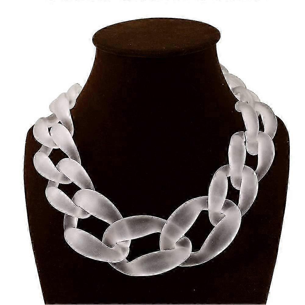 "Women's Vintage Bohemian Frosted Plastic Cuban Link Chain Choker"
