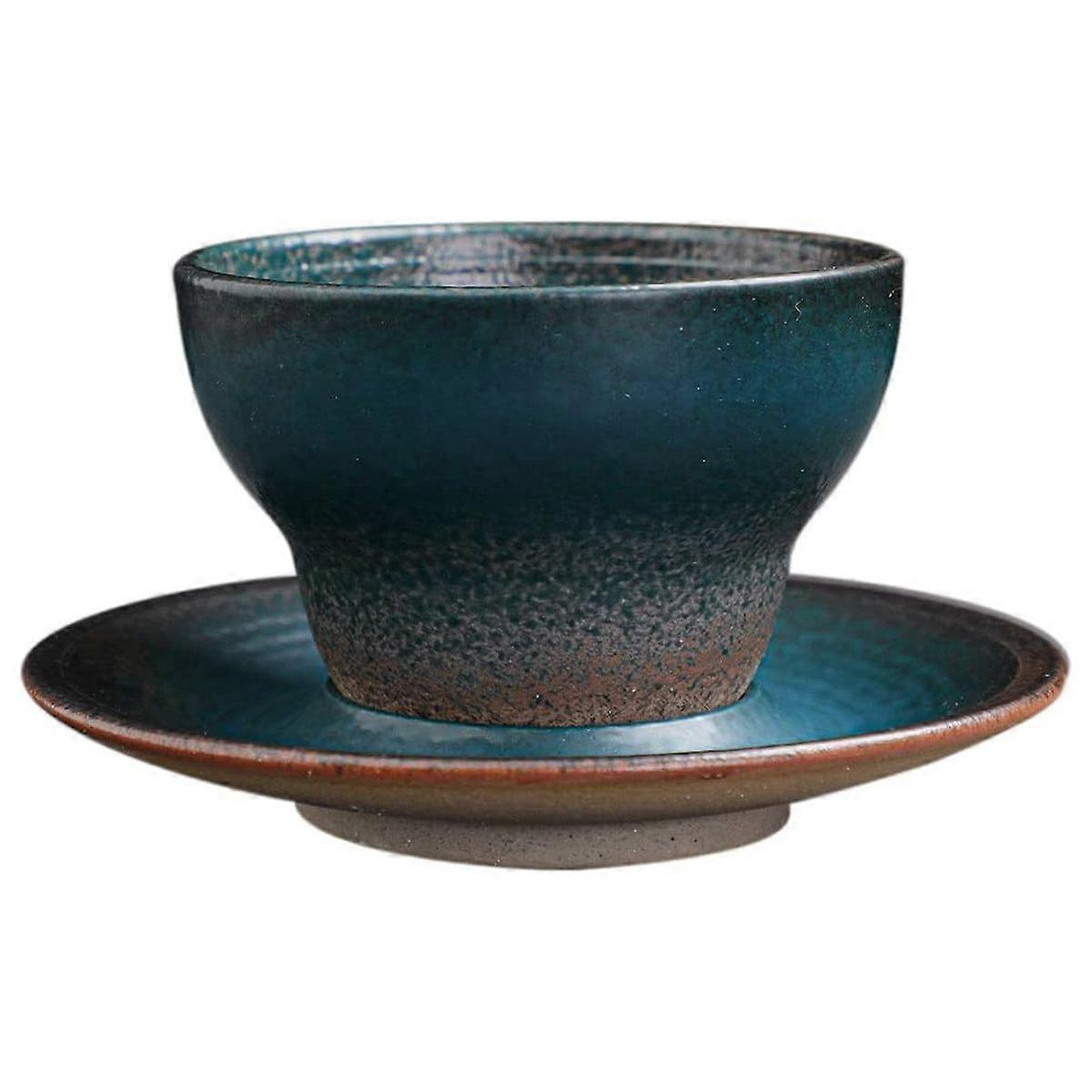 Ceramic Tea Cups and Saucers, Creative Coffee Mug with Round Eggshell-shaped Bottom for Coffee Tea Latte Milkshake Yogurt Espresso