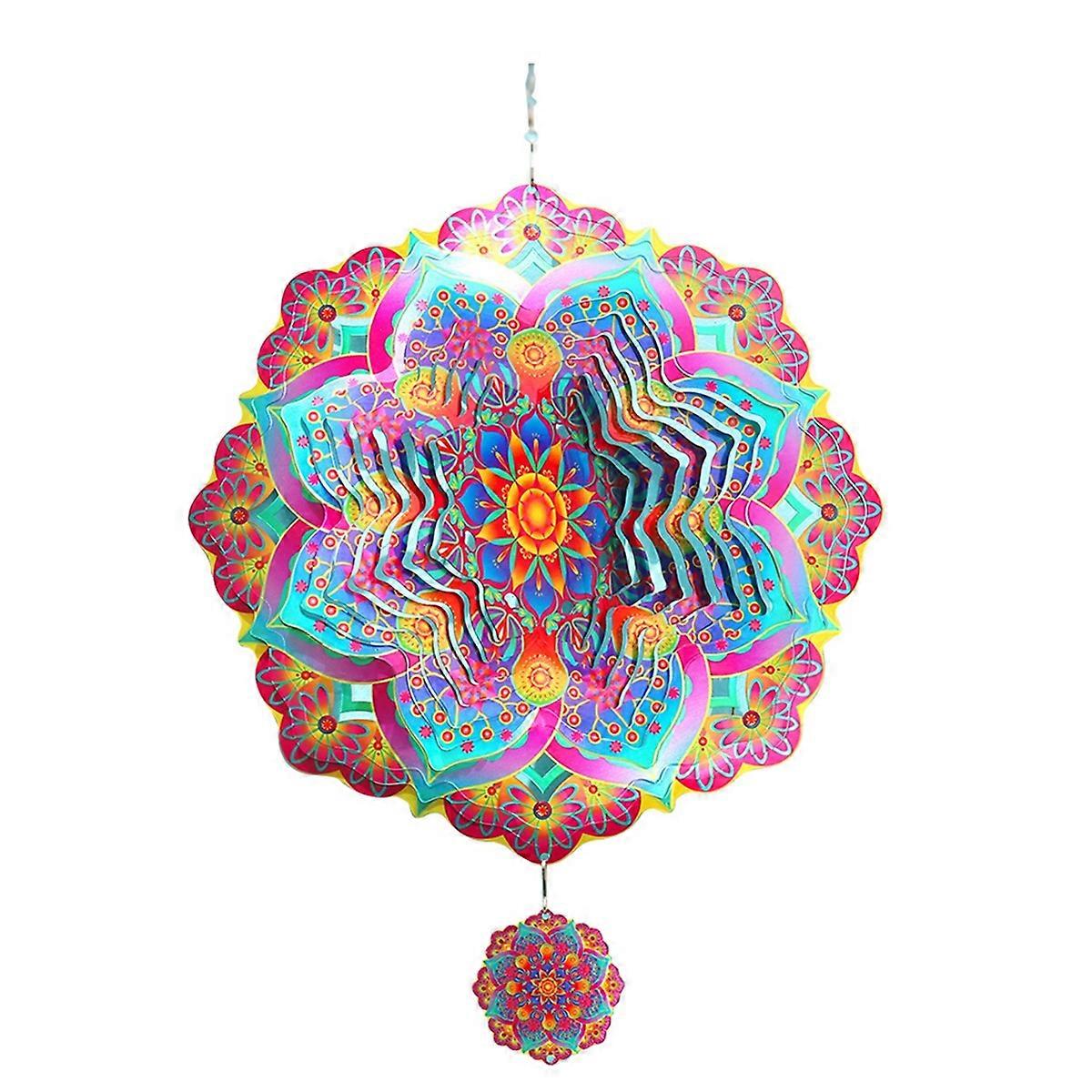 Mandala Wind Spinner Metal 3D Rotating Windchimes Luxury Art