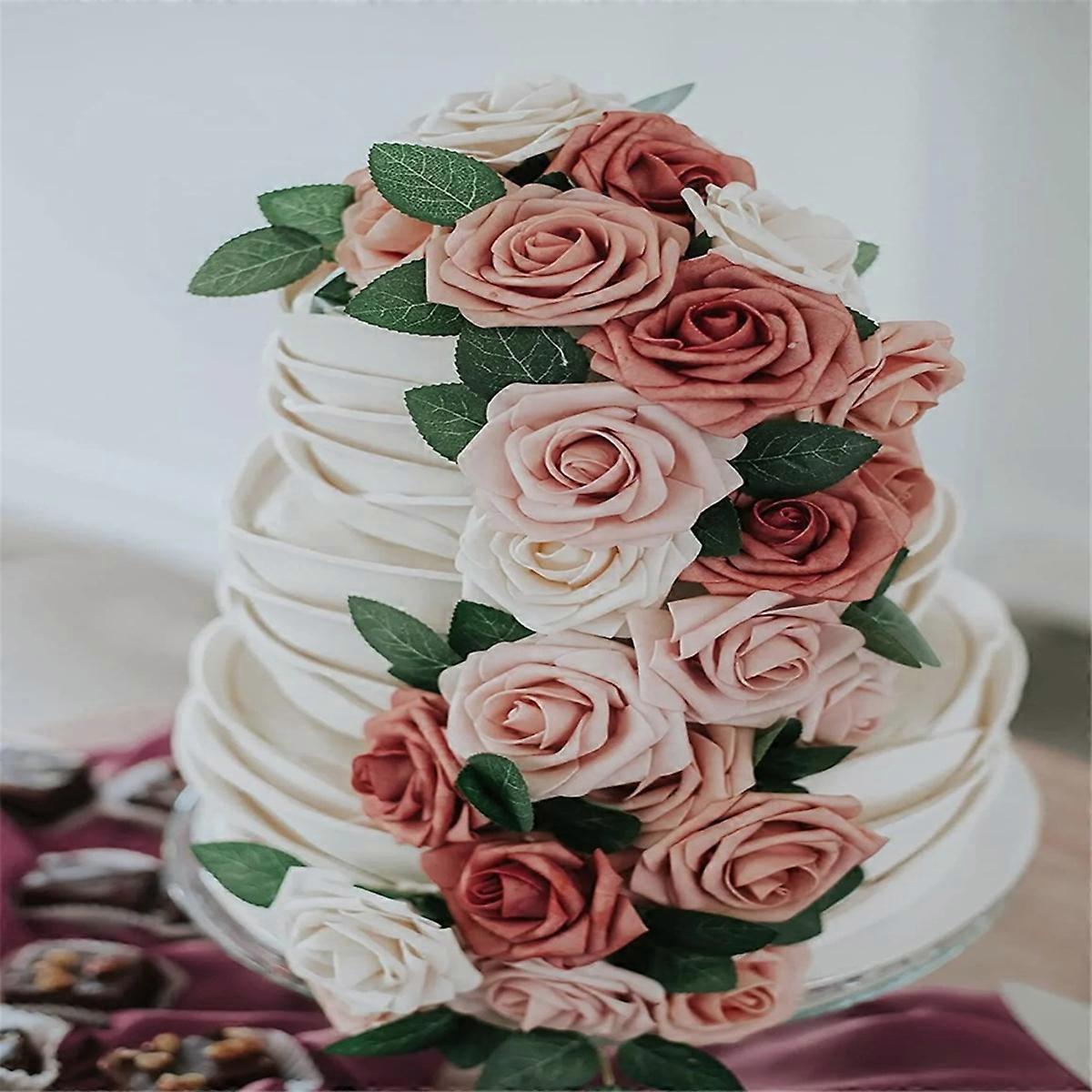 25PCS Artificial Roses Flowers Artificial Looking Roses Wedding Bouquets Centerpieces Bridal Shower