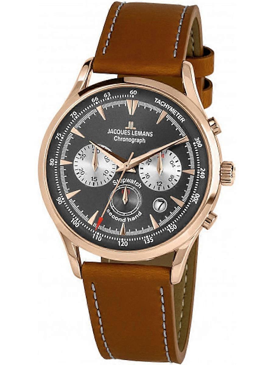 Jacques Lemans Braun Echtes Leder Retro Classic 1-2068F Herrenuhr