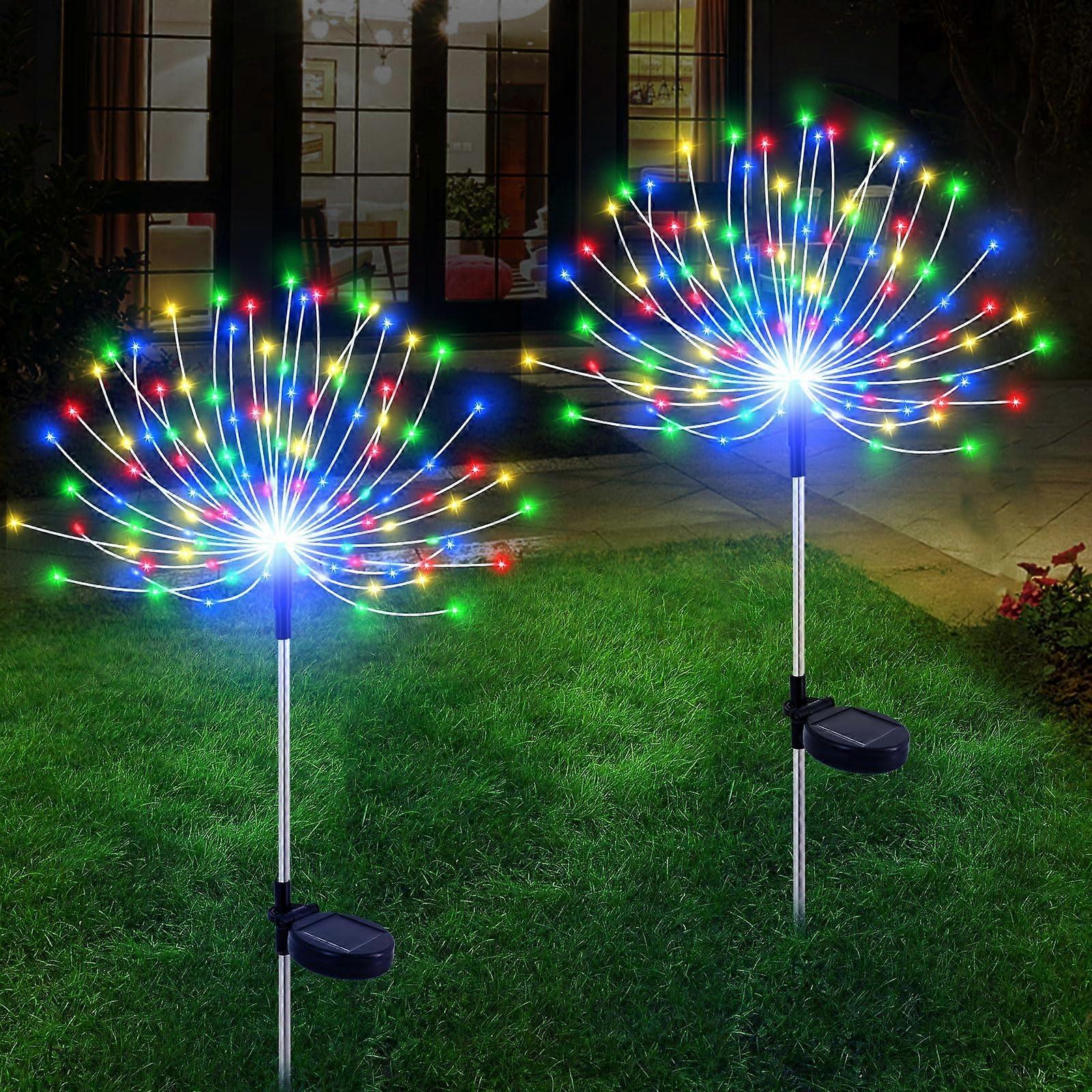 2 Pack Solar Garden Lights Multicolor for Flowerbed Pathway Party Christmas Decorations