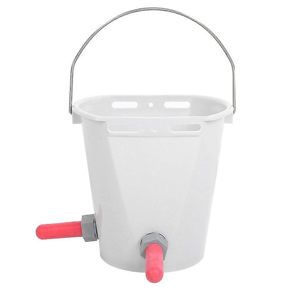 HL MP70 White Plastic Multiple Nipples Lamb Calf Milk Feed Bucket for Cattle Sheep Livestock(Two Nipple )