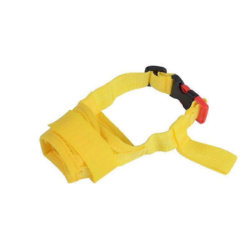 S-Yellow Dog Muzzles Soft Breathable Nylon Cloth with Adjustable Buckle Anti Bark Anti Bite Muzzle, for Small, Medium and Large Dogs