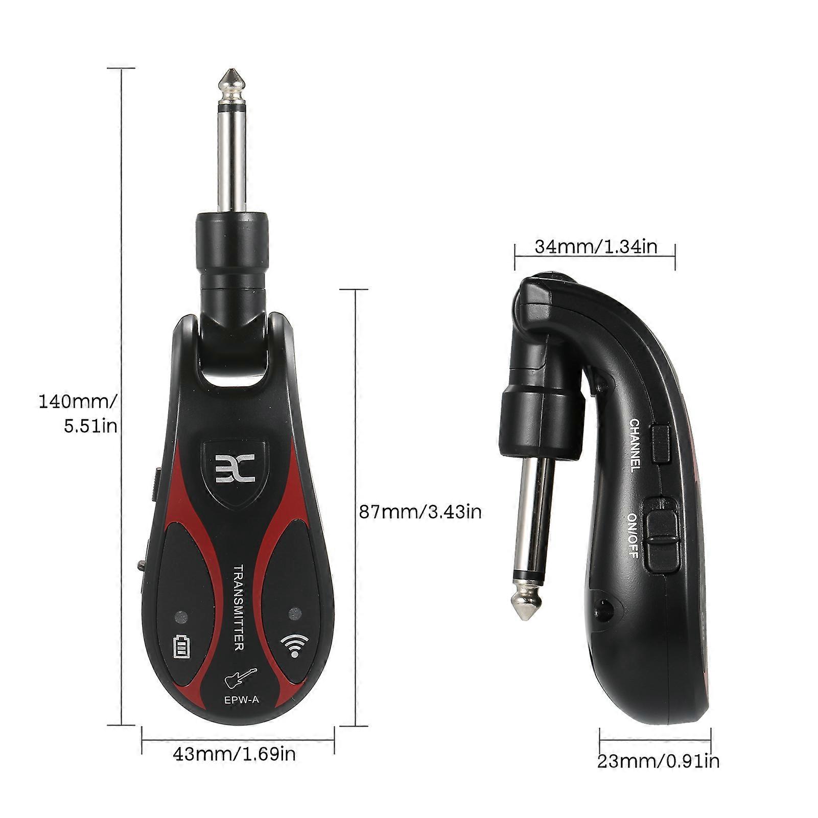 ENO EPW-A Guitar Wireless System Rechargeable o Transmitter and Receiver UHF 6.35mm Plug for Electric Bass Guitar Amplifier Accessories