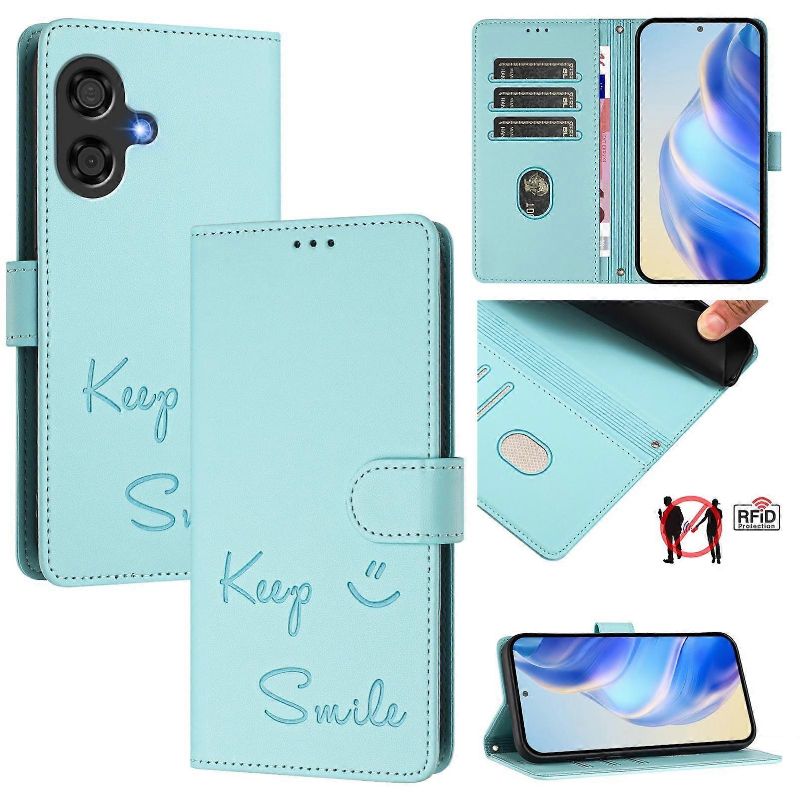 Smile Embossing RFID Leather Phone Case