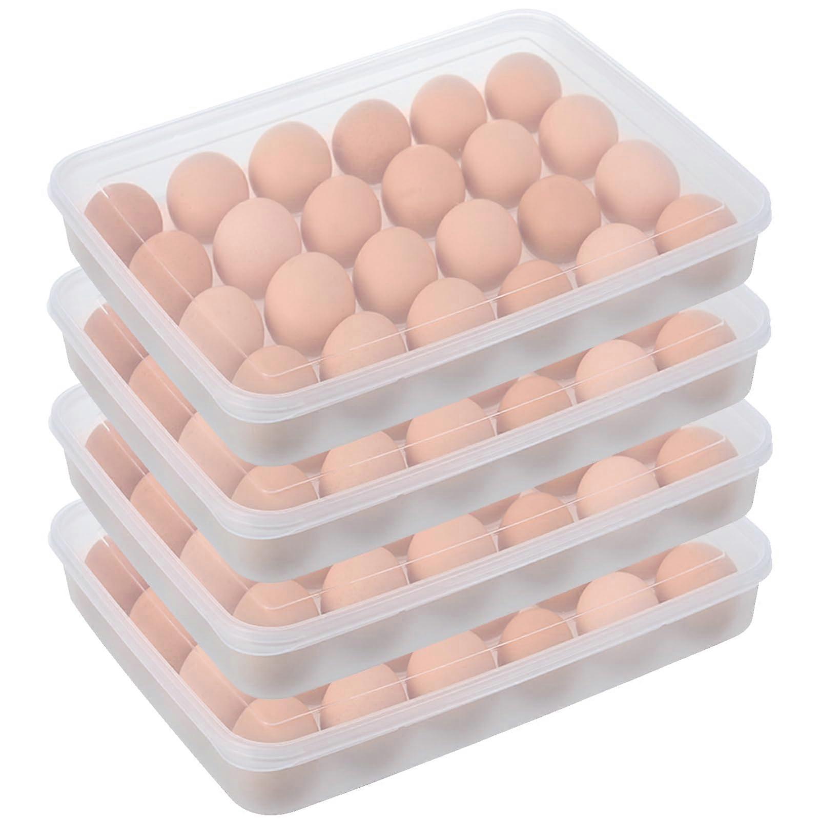 96 Egg Holders for Refrigerator, 4 Pack Clear Deviled Egg Trays With Lids, Plastic Egg Storage Container, Egg Organizer