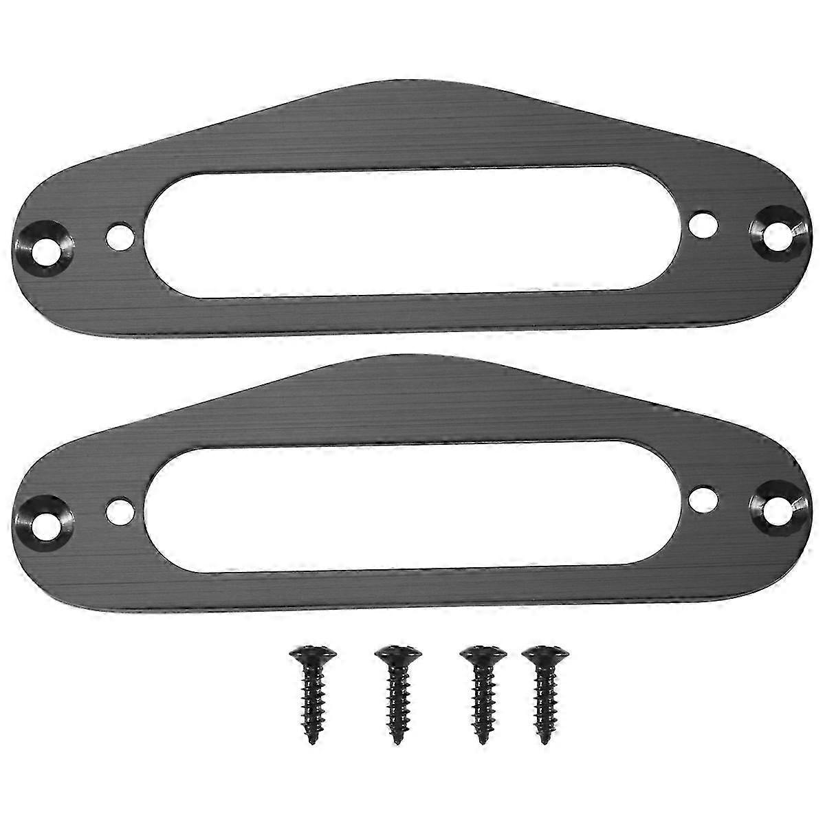 2 Pcs Guitar Pickup Frame Mounting Ring Single Coil Metal(Black)