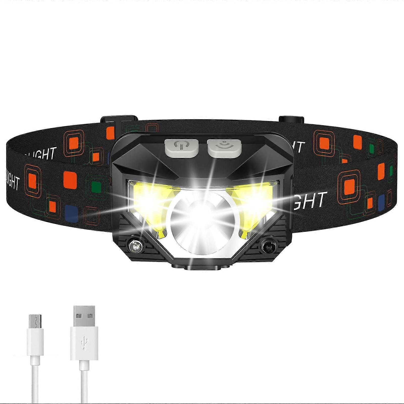 Lhknl Headlight Flashlight 1200 Lumen Ultra Light Rechargeable Headlight With White And Red LED