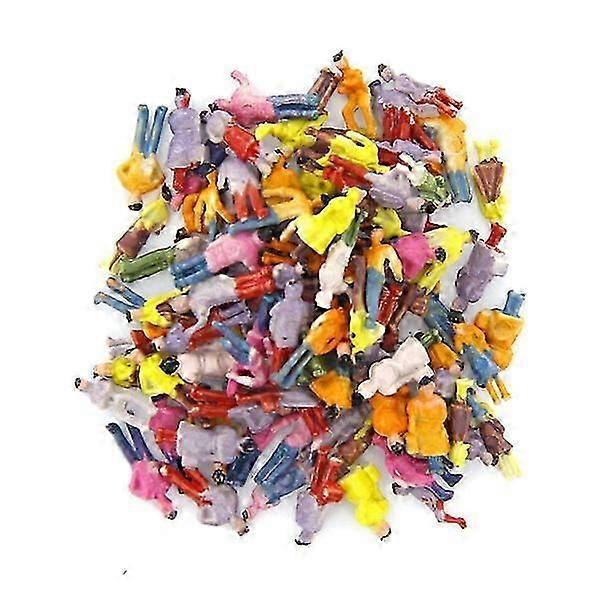 100pcs Multicolor Painted Moulds People Figures N Scale 1:150 (Random Style)