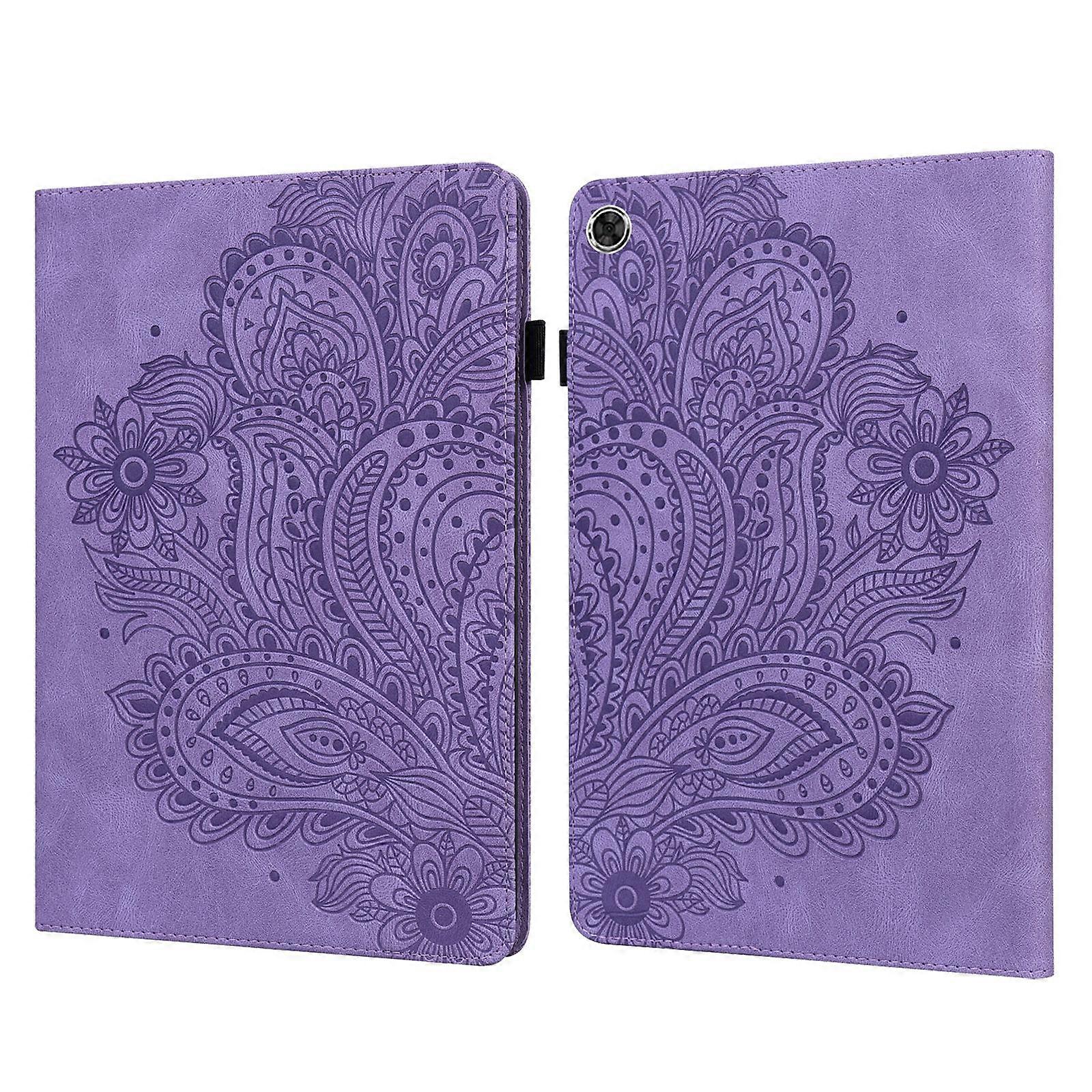 For Samsung Galaxy Tab A9 Peacock Embossed Pattern Leather Tablet Case