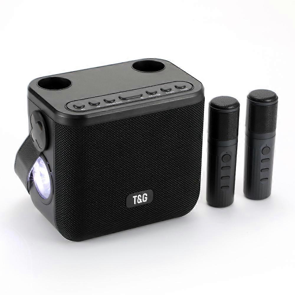 T&G TG545DK Home Handheld Dual-microphone KTV Wireless Bluetooth Speaker with Flashlight