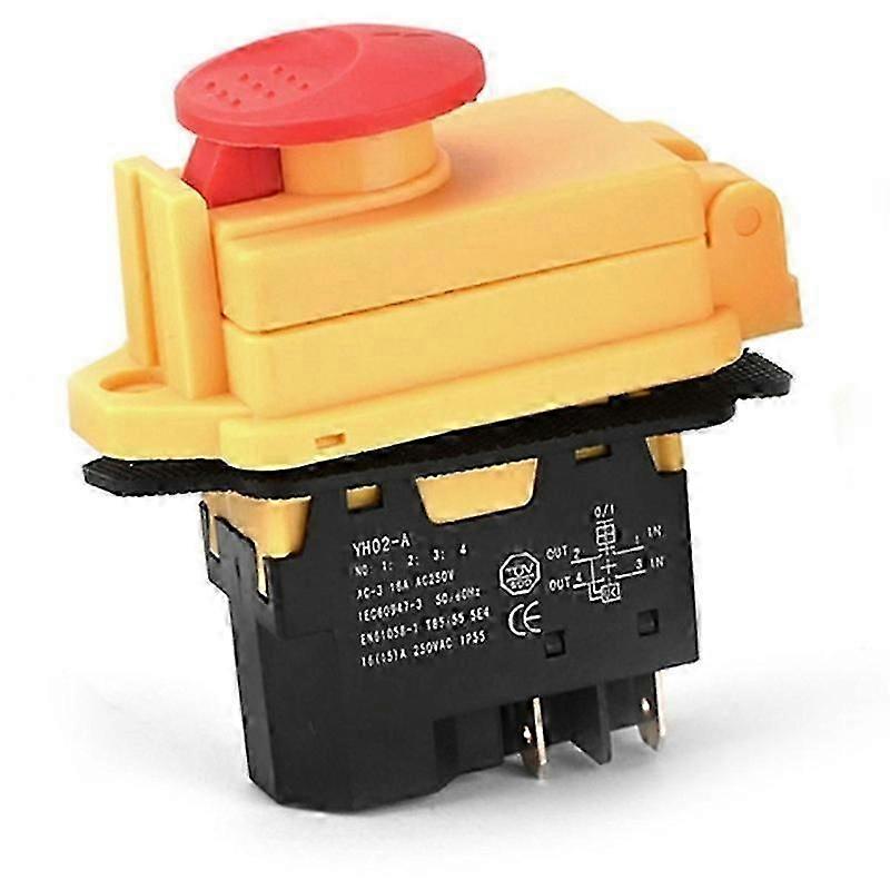 YH02-A Electromagnetic Switch 250V 16A 4PIN Start Push Button for Machine Tool Equipment Waterproof