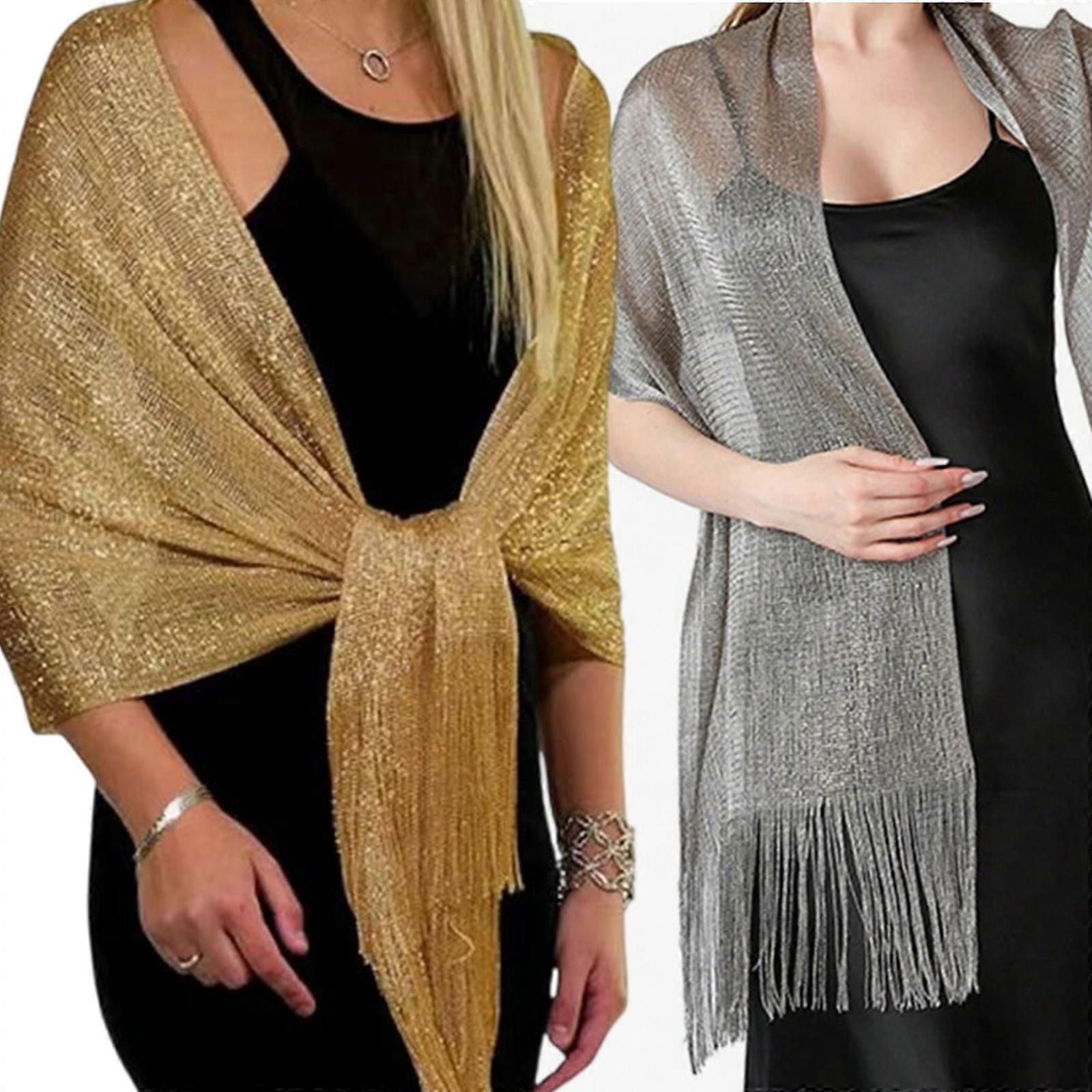 Women Evening Dress Stole Shining Silver Shawl Wrap Perfect For Bride  Wedding Party Shoulder Wrap All Matching Accessory Gray | Fruugo UK