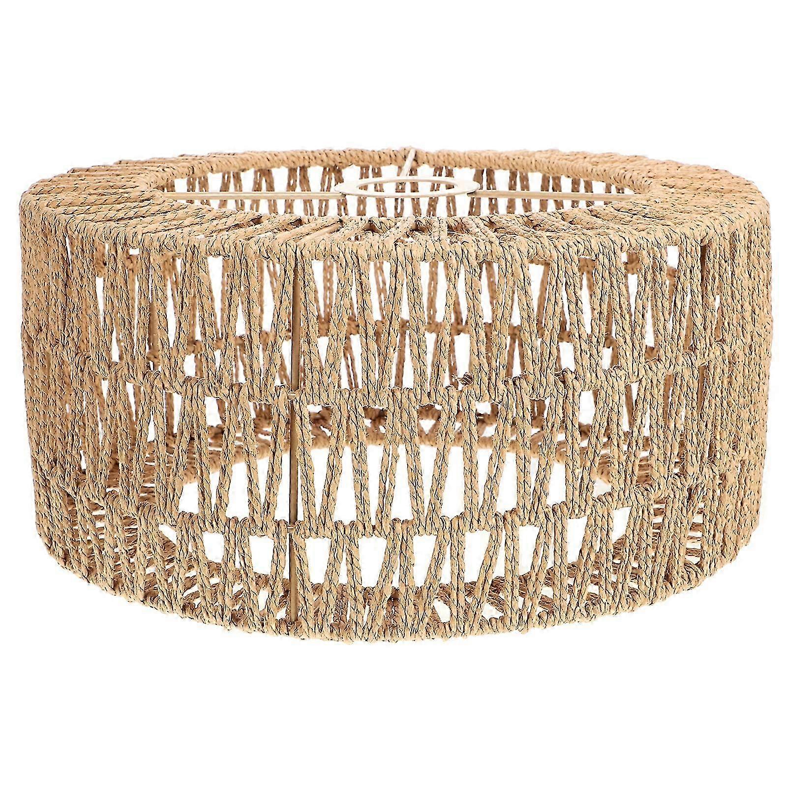 Straw Rope Woven Lampshade Grass Rope Rustic Ceiling Lamp Cover for Replacement Size L