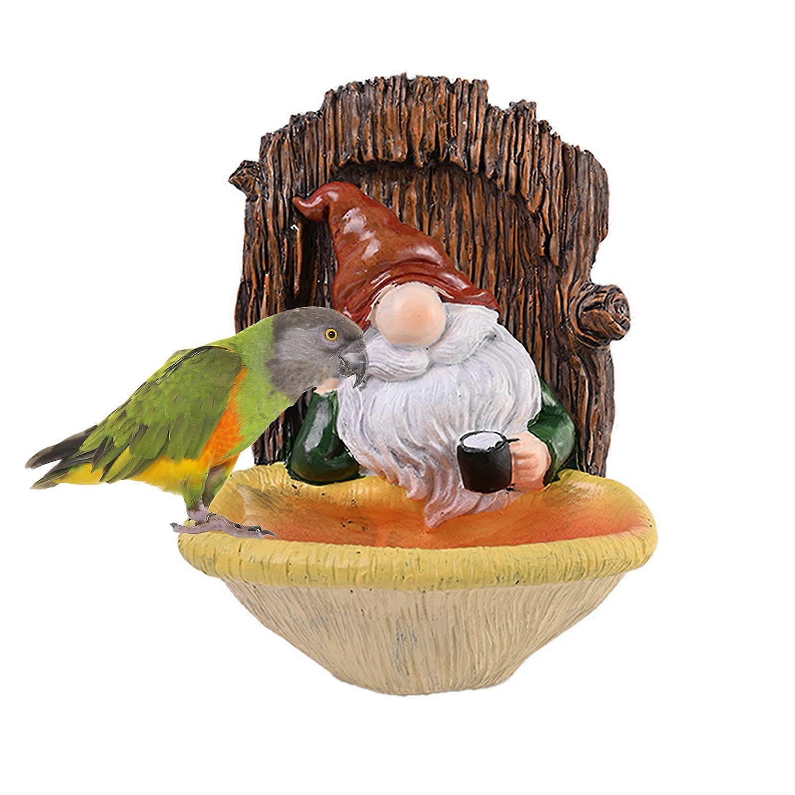 per mangiatoia per uccelli in resina nana gnomo bianco, ornamento di decorazione del cortile barbuto bianco