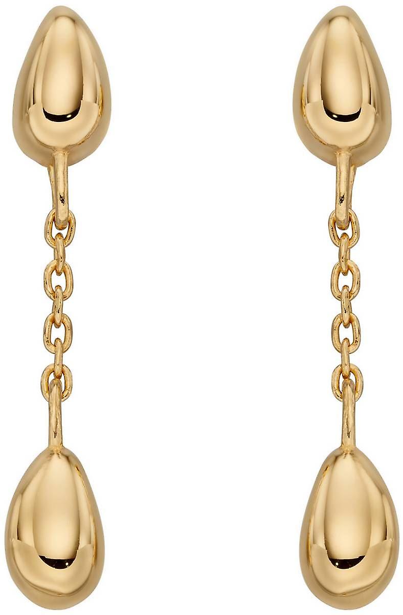 Elements Silver Flower Bud Drop Earrings - Gold