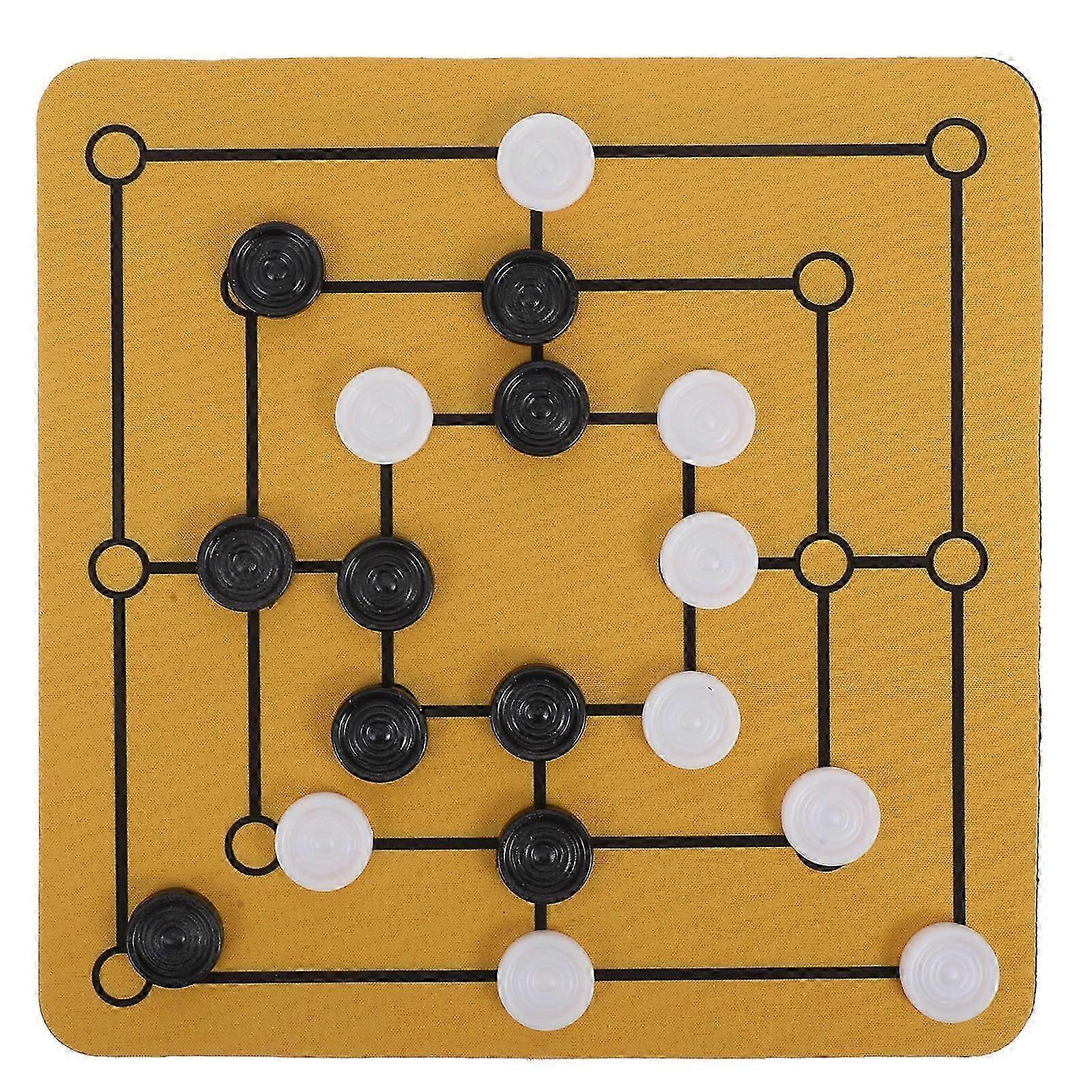 1 Set Portable Home Chess Board Game Nine Mens Morris Board Game Family Game Tabletop Entertainment Game Board Desktop Chess Board Game Game