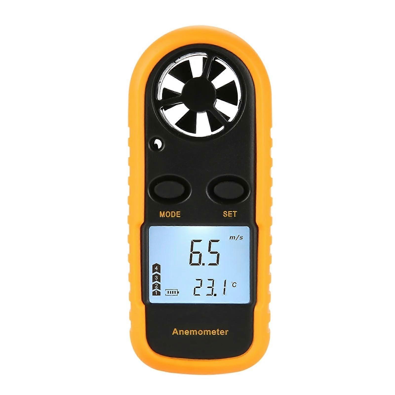 Mini LCD Digital Anemometer for Wind Speed, Air Velocity, Temperature Measurement with Backlight Display and Compact Design