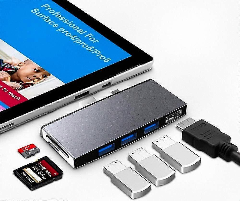 4K HDMI Docking Station with 3 USB 3.0 Ports (5Gbps) and SD/TF Slot Memory Card Reader Converter Hub, Compatible with Various Devices