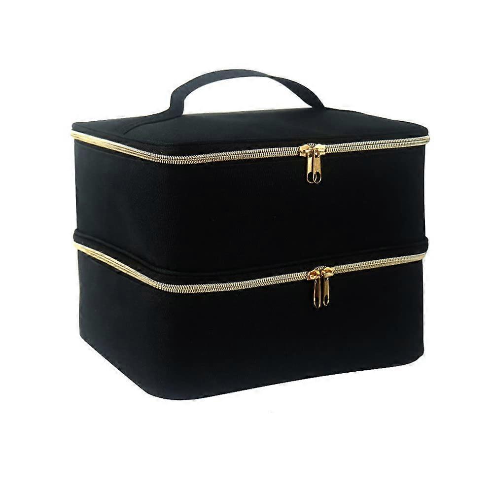 Nail Polish Carrying Case, DoubleLayer Storage Bag Fits Dryer Lamp and 30 Bottles (Black)