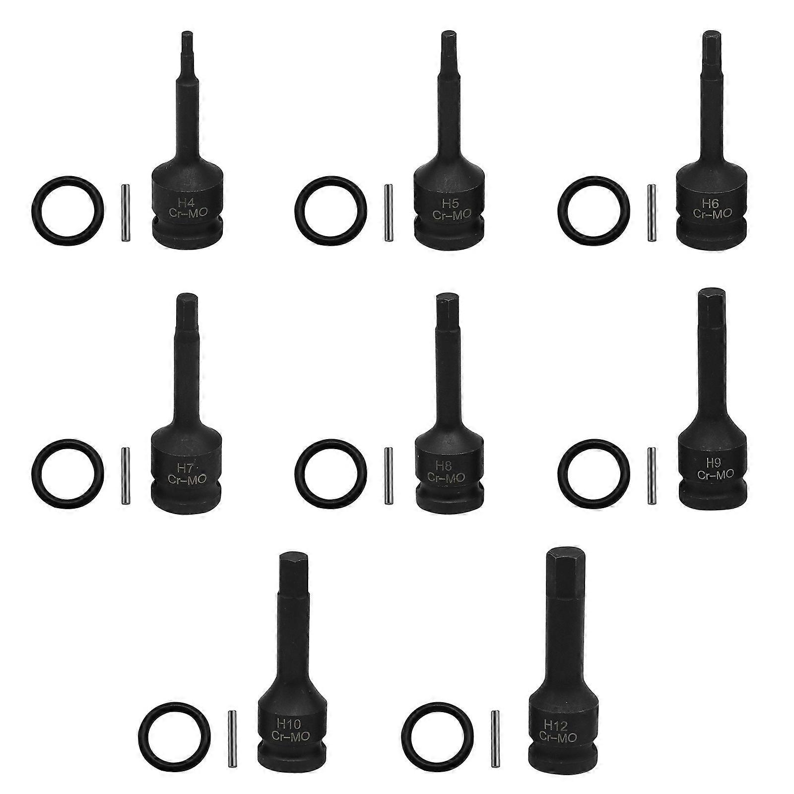 8Pcs H4-H12 Extended Internal Hexagonal Socket Wrench Hexagonal Handle Screw Pneumatic Screwdriver Hardware Ratchet