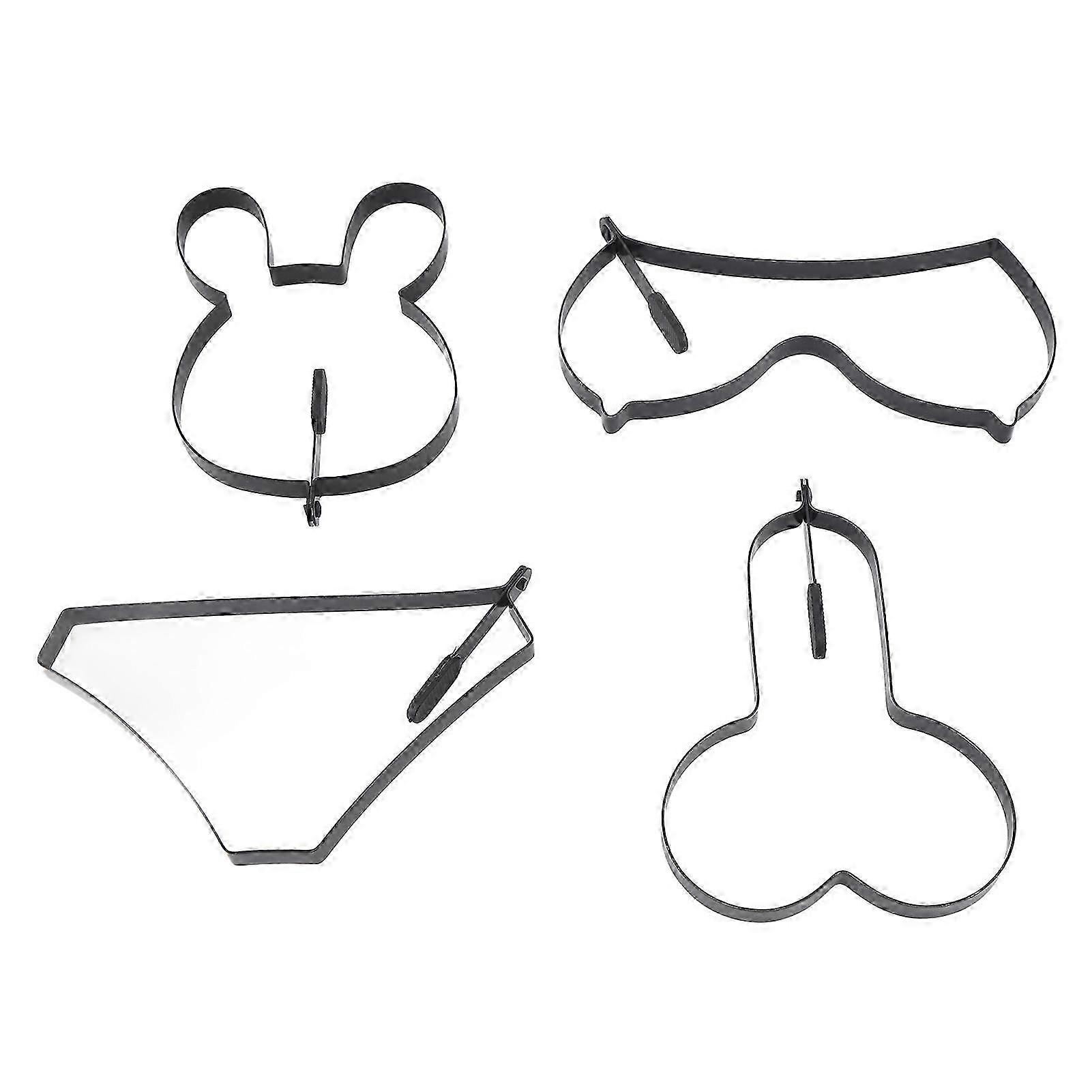 4 stk eggringformer i rustfritt stål med håndtak for pannekaker og stekte egg