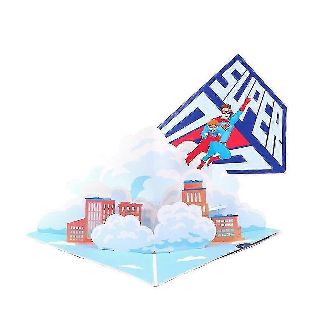 Super Dad Fathers Day Card 3d Pop-up Greeting Card With Envelope For Birthday