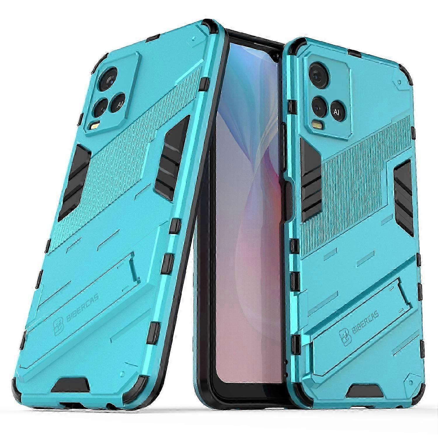 Dual-layer Shock-absorption Combo Pc + Tpu Back Case With Kickstand For Vivo Y21