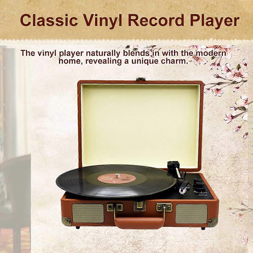 Vinyl Record Player 3-Speed Turntable with Bluetooth Built-in Speakers for Home Decor