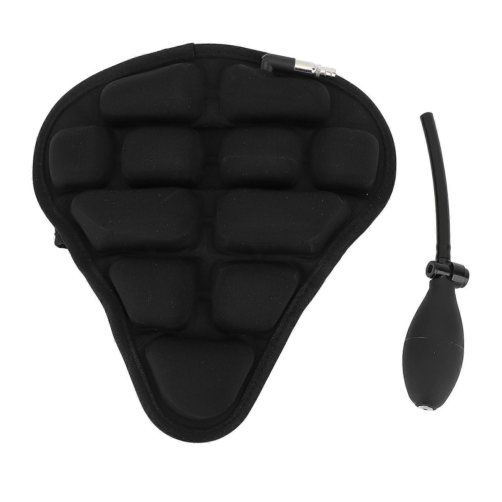 Housse de siège de vélo gonflable, absorbant les chocs, confortable, antidérapante, imperméable, pliable, avec gonfleur, pour hommes et femmes, noire