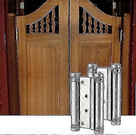 Self-Closing Spring Hinges in Stainless Steel for Cafe Saloon Doors with Double-Action Mechanism and Mounting Screws