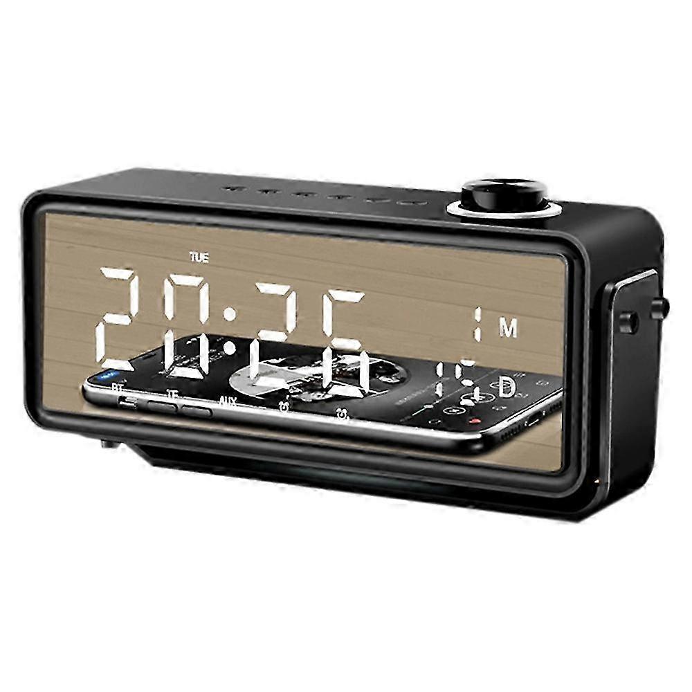 Bedside Bluetooth Speaker with Alarm Clock 10W Wireless Speaker with FM Radio Mirror Function AUX
