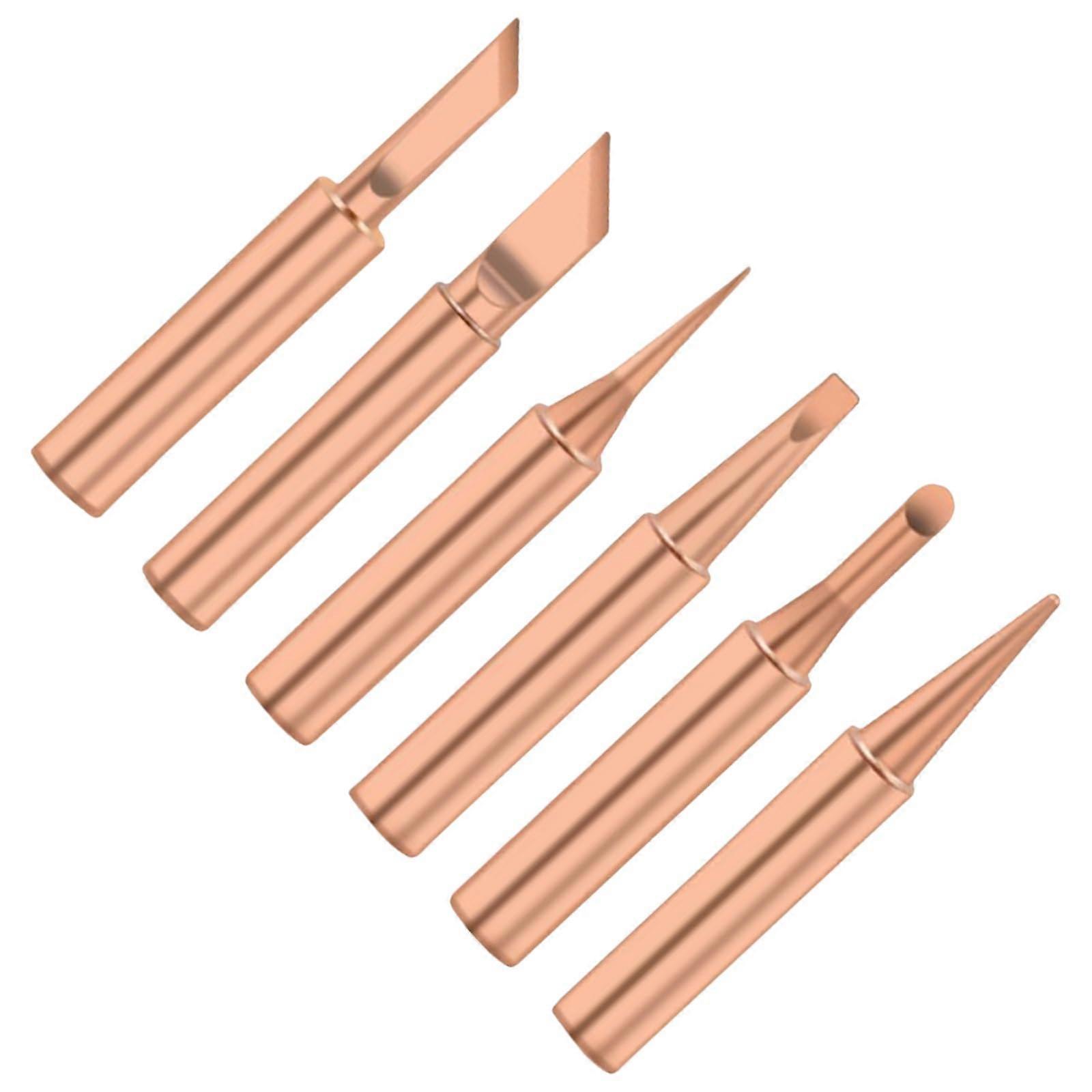 Messing Lötkolben Tipps Set für Professionelle Führende Frees, Flache Thermaltipps, Lötspitzen Upgrade, 6 Stück