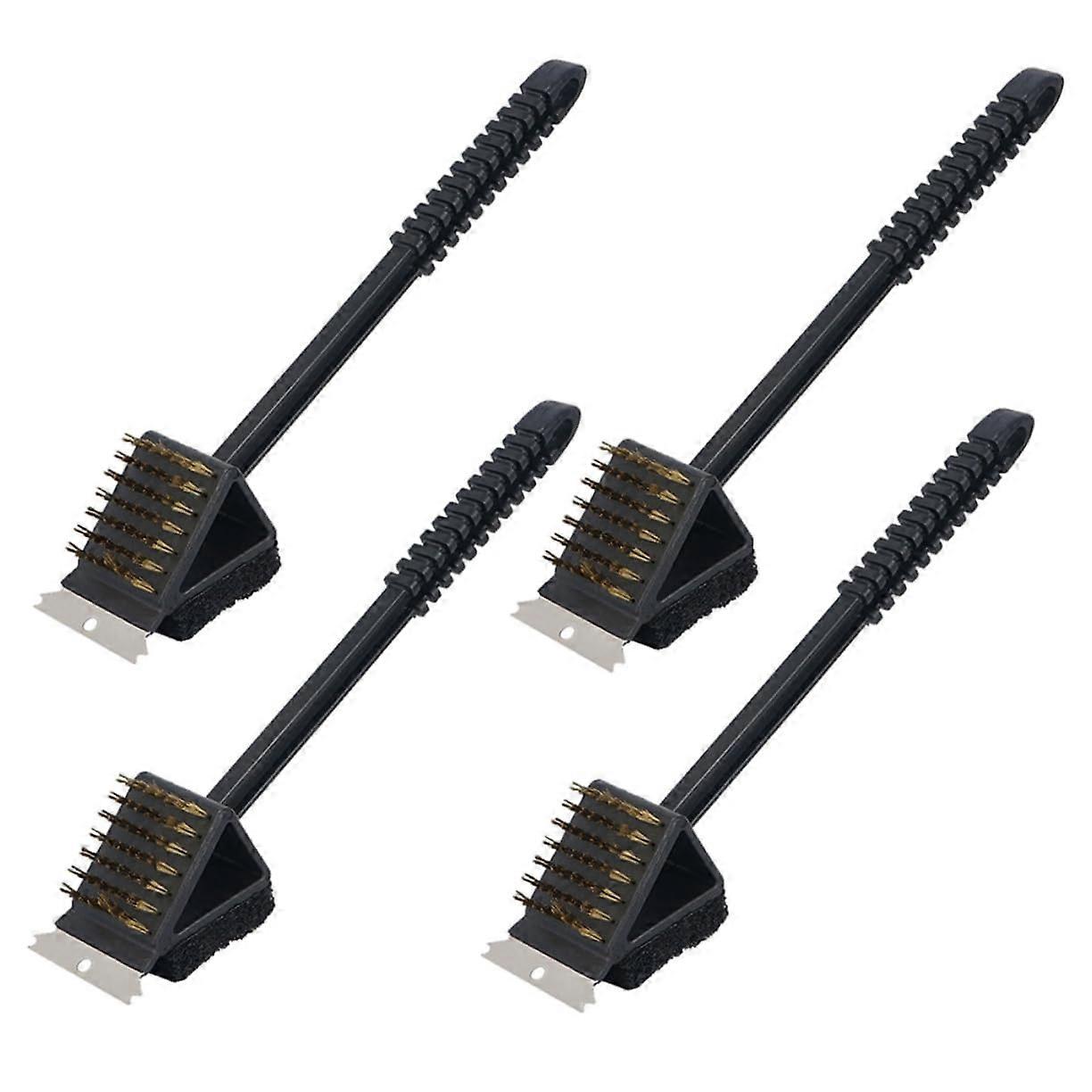 Set of 4 Cleaning Brushes for Outdoor Grill, Barbecue Accessories, Copper Wire, Heavy-Duty Scraper and Cleaner