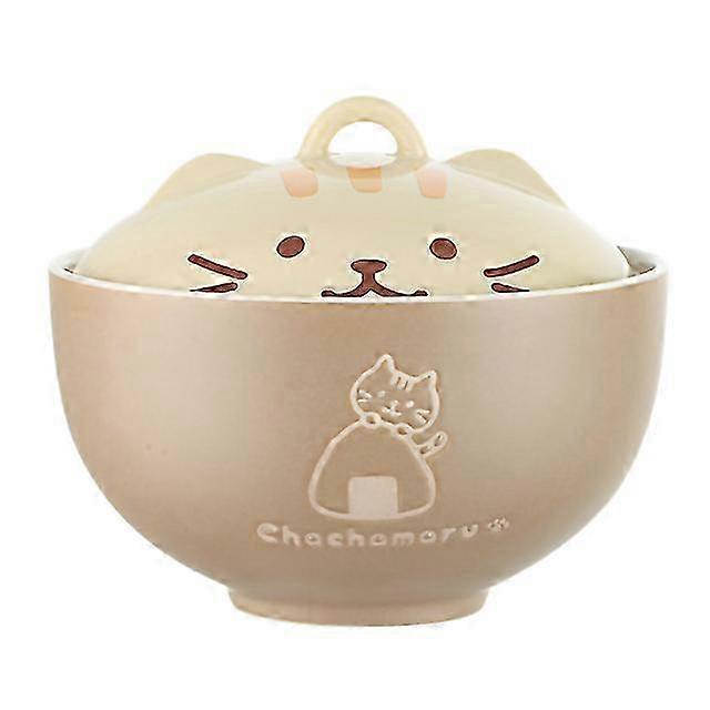 2025 Instant Noodle Bowl With Lid Dormitory Student Cartoon Cat Withh Lid Large Capacity Ceramic Bowl Tableware